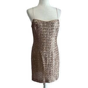 Kay Unger Champagne Sequin Mini Slip Dress